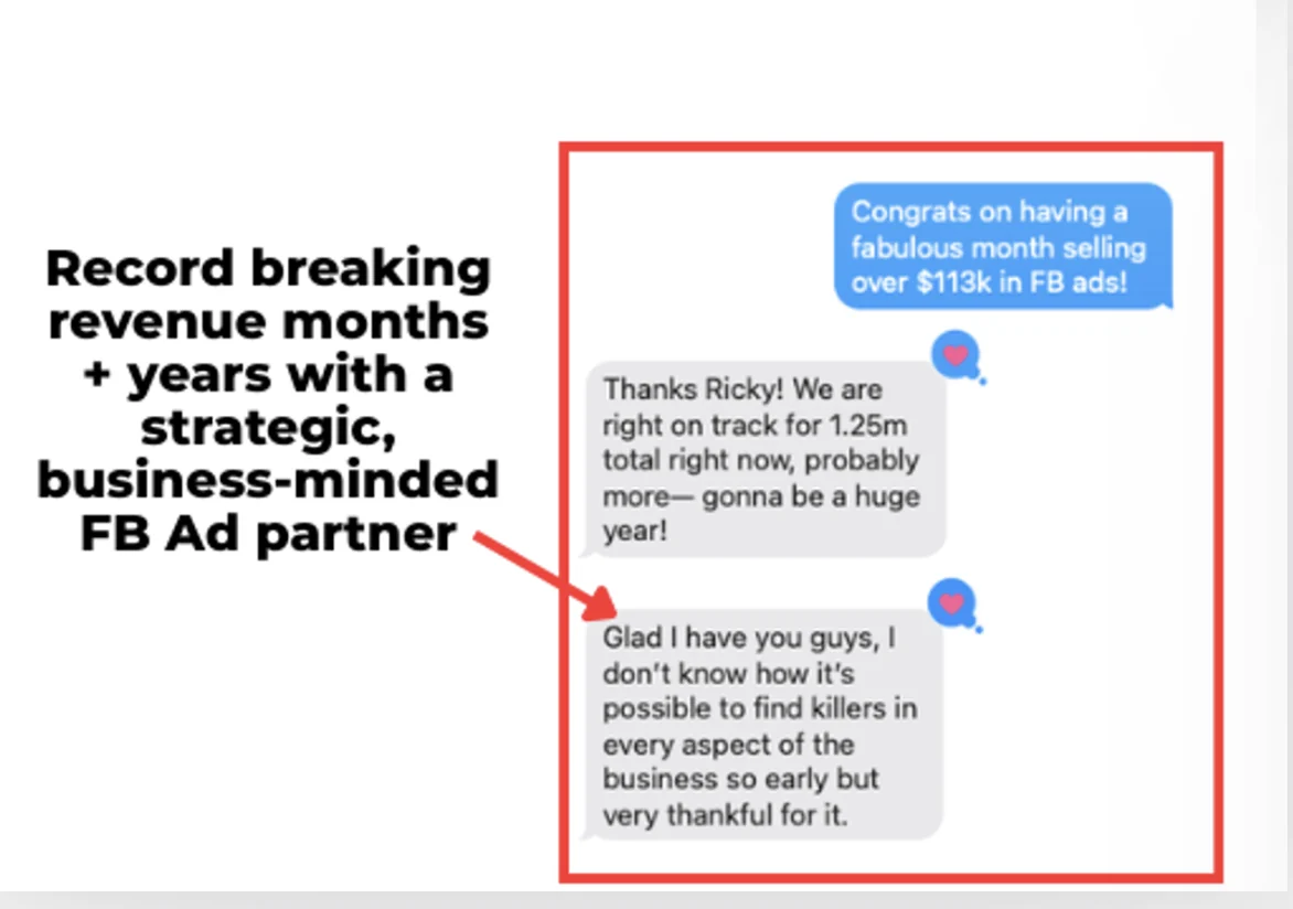 Owner text celebrating booked estimates